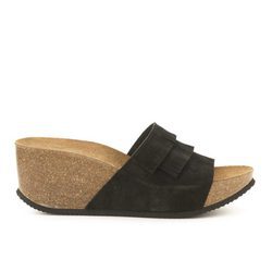 Zuecos en cuero aterciopelado y suela de corcho de la colección primavera/verano 2016 de Merkal