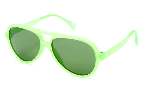 Gafas tipo piloto de marco verde neon con lente verde de la colección primavera/verano 2016 de Italia Independent
