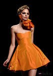 Minivestido de brillo color calabaza