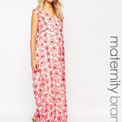 Vestido largo de estampado floral de Asos de la colección maternidad primavera/verano 2016