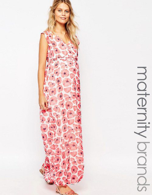 Vestido largo de estampado floral de Asos de la colección maternidad primavera/verano 2016