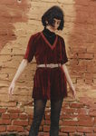 vestido rojo en terciopelo de Rodarte para & Other Stories