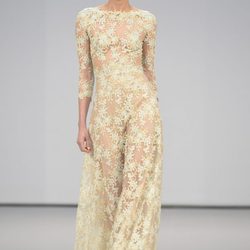 Vestido verde de flores de Hannibal Laguna en la Pasarela Costura España 2016