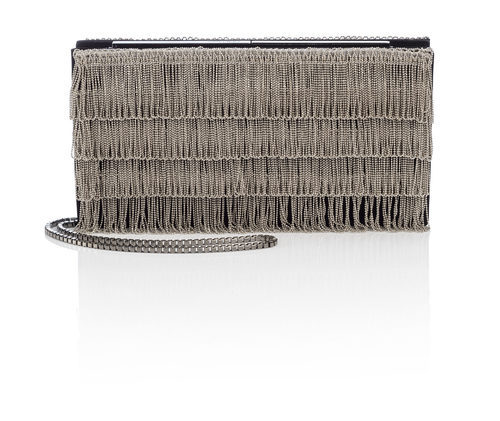 Clutch de borlas de malla de la colección Memento de Jimmy Choo