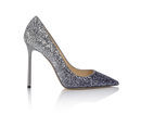 Tacones en punta con brillos plateados de la colección Memento de Jimmy Choo