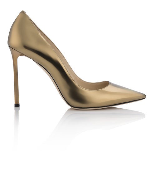 Tacones en punta en dorado mate de la colección Memento de Jimmy Choo