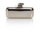 Clutch plateado en tubo de la colección Memento de Jimmy Choo