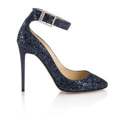 Tacones de correa con brillantes azules de la colección Memento de Jimmy Choo