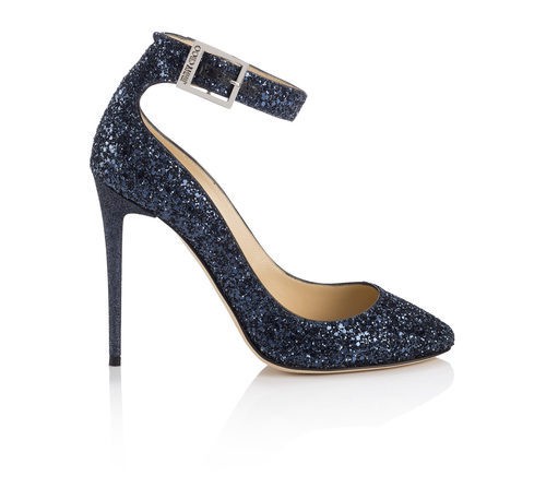 Tacones de correa con brillantes azules de la colección Memento de Jimmy Choo