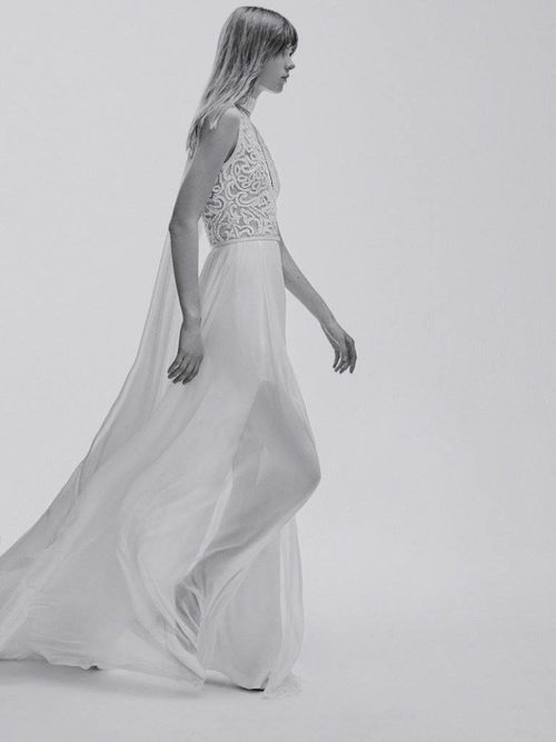 Vestido de novia con top bordado y falda vaporosa de la Colección Bridal 2017 de Elie Saab