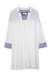 Vestido ancho blanco y azul con escote en pico de la nueva colección verano 2016 de Indi&Cold