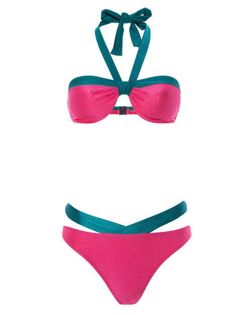 Bikini Bandeau rojo y verde de la nueva colección de verano de Alma Bloom 2016
