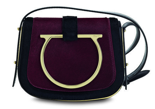 Bolso en cuero con pelo de vaca marrón de los complementos de la colección otoño 2016 de Salvatore Ferragamo