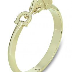 pulsera dorada con broche de elefante de los complementos de la colección otoño 2016 de Salvatore Ferragamo