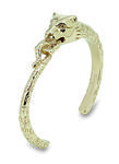 pulsera dorada con broche de jaguar de los complementos de la colección otoño 2016 de Salvatore Ferragamo