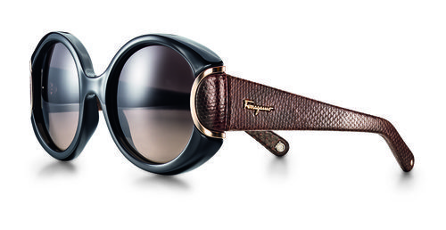 Gafas con acabados en cuero marrón de los complementos de la colección otoño 2016 de Salvatore Ferragamo