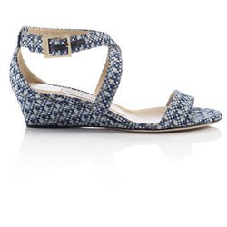 Sandalia con tacón de cuadros azules de la Colección 24/7 iconos de Jimmy Choo 
