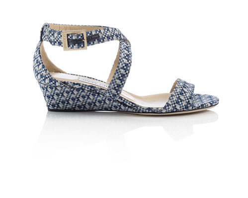 Sandalia con tacón de cuadros azules de la Colección 24/7 iconos de Jimmy Choo 
