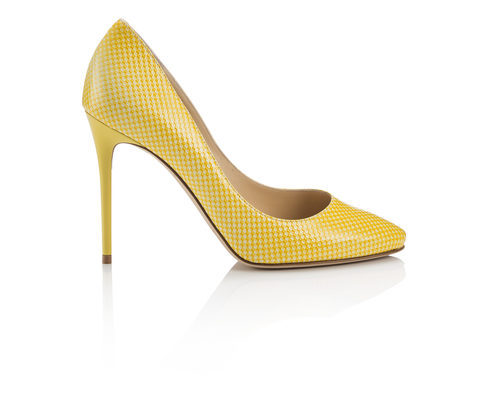 Stiletto de cuadros amarillos y blancos de cuero de la Colección 24/7 iconos de Jimmy Choo 