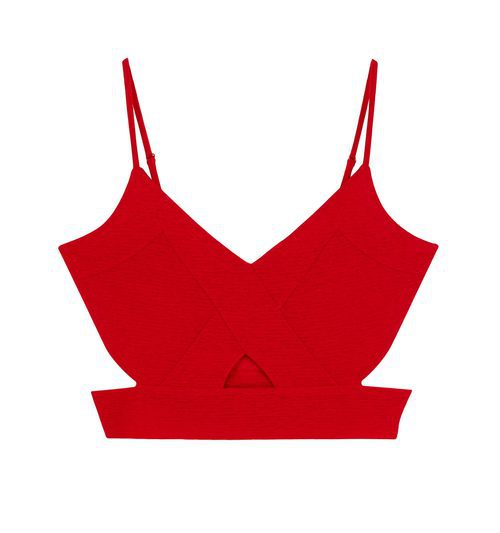 Crop top rojo de la colección festivals de Bershka