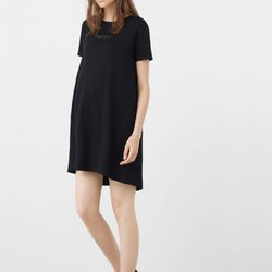 Vestido estampado negro de la nueva colección Maternity 2016 para Mango