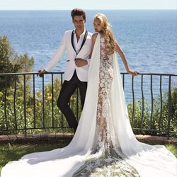 Jon Kortajarena y Romee Strijd en la campaña 2017 de Pronovias